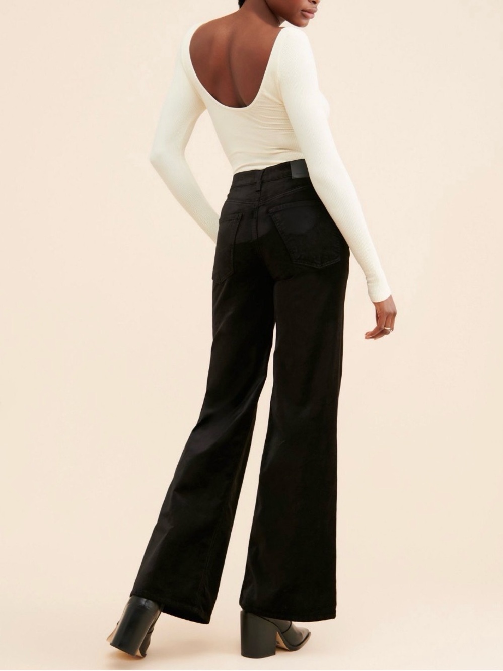 Citizens Of Humanity Black Velvet High-Rise Wide Leg Size 26